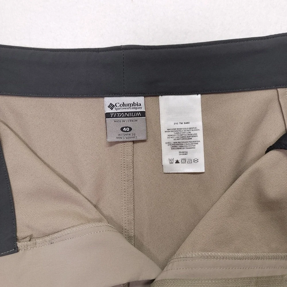 Columbia Titanium Mens 40x32 Hiking Pants Tan‎ Beige Belted Technical Outdoor